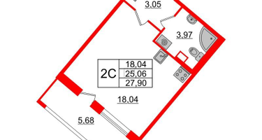 Студия, 25&nbsp;м²