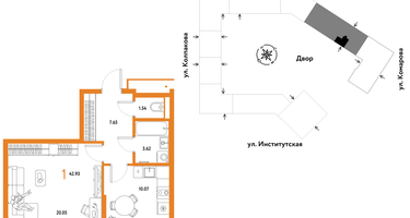 1-к. квартира, 42 м²