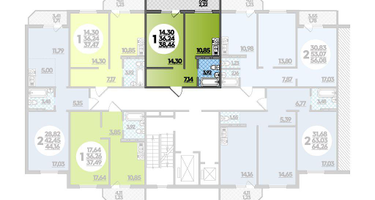 1-к. квартира, 38&nbsp;м²