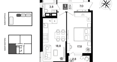 1-к. квартира, 49 м²