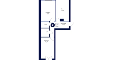 2-к. квартира, 71&nbsp;м²