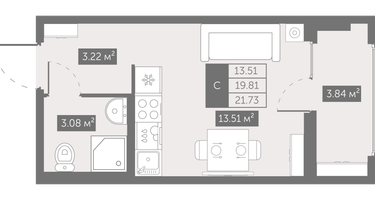 Студия, 21 м²