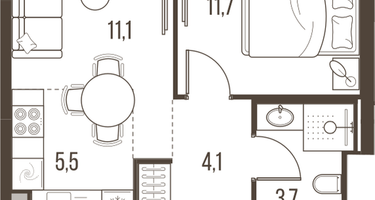 2-к. квартира, 36&nbsp;м²