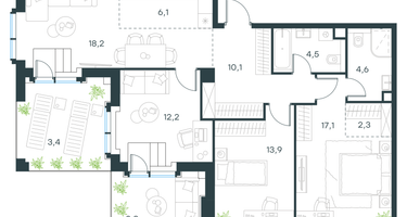 4-к. квартира, 94 м²