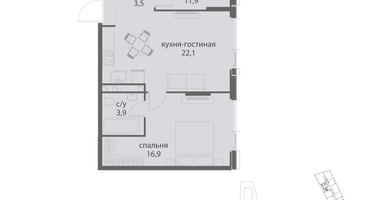 2-к. квартира, 62&nbsp;м²