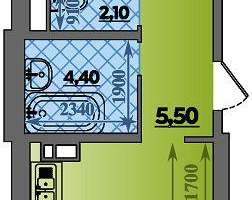 1-к. квартира, 46&nbsp;м²