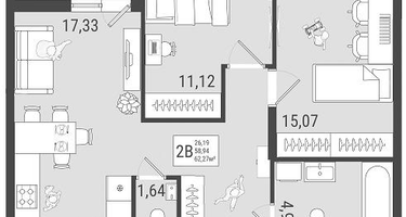 2-к. квартира, 60 м²