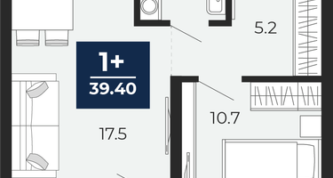 1-к. квартира, 37&nbsp;м²