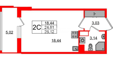 Студия, 24 м²