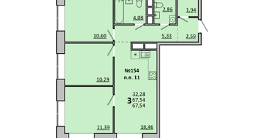 3-к. квартира, 67 м²