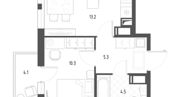 1-к. квартира, 34&nbsp;м²