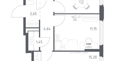 2-к. квартира, 50&nbsp;м²