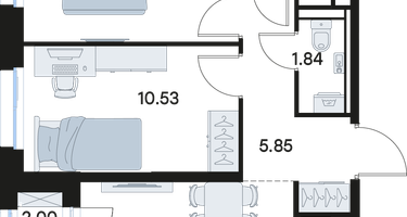 2-к. квартира, 44 м²