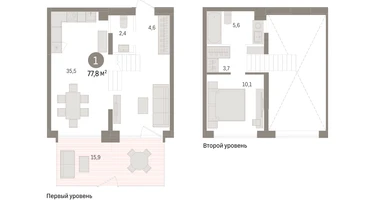 1-к. квартира, 77&nbsp;м²