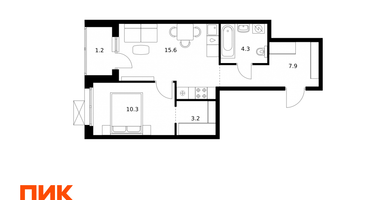 1-к. квартира, 42 м²