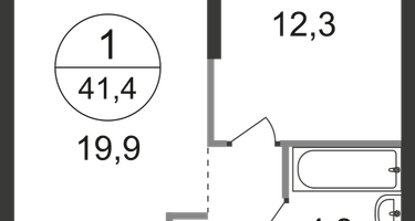 1-к. квартира, 41 м²