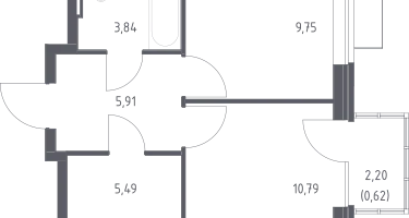 1-к. квартира, 36&nbsp;м²