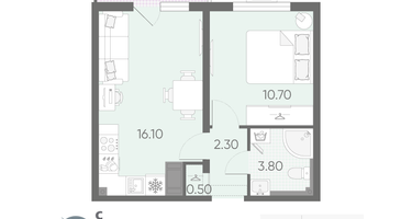 1-к. квартира, 34 м²