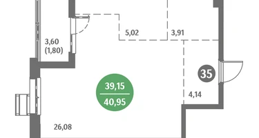 1-к. квартира, 40&nbsp;м²