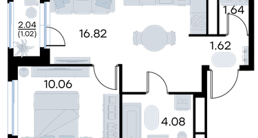 1-к. квартира, 35&nbsp;м²