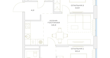 3-к. квартира, 58 м²