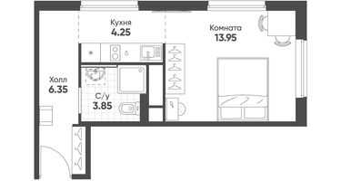 Студия, 28 м²