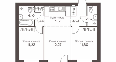 3-к. квартира, 59&nbsp;м²