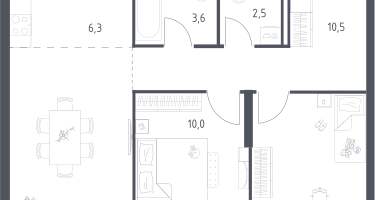 Студия, 57&nbsp;м²