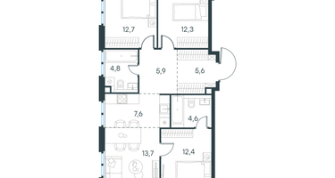4-к. квартира, 79 м²