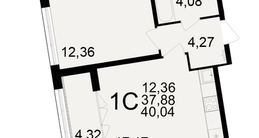 1-к. квартира, 37&nbsp;м²