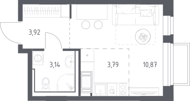 Студия, 21&nbsp;м²