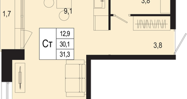 Студия, 30&nbsp;м²