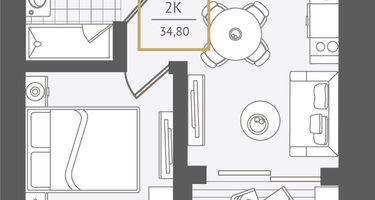 2-к. квартира, 35&nbsp;м²