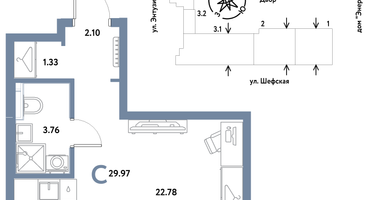 Студия, 29 м²