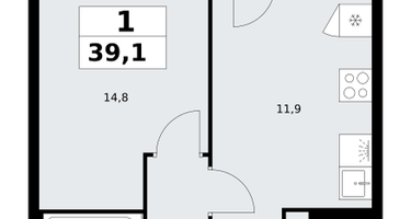 1-к. квартира, 39&nbsp;м²