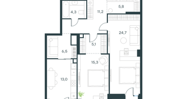 2-к. квартира, 85&nbsp;м²