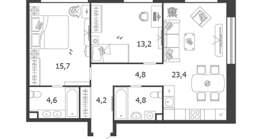 2-к. квартира, 70&nbsp;м²