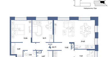 4-к. квартира, 82 м²