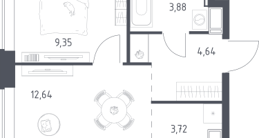 Студия, 34&nbsp;м²