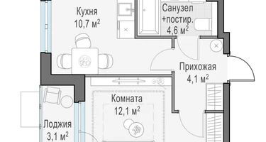 1-к. квартира, 32&nbsp;м²