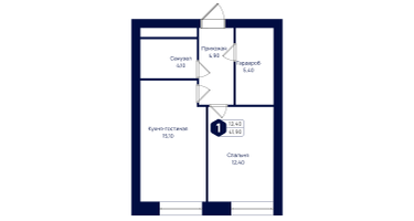 1-к. квартира, 41&nbsp;м²