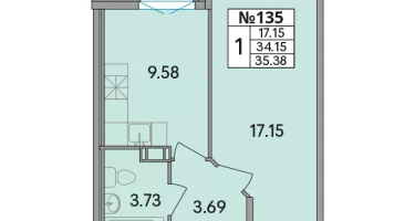 1-к. квартира, 35 м²