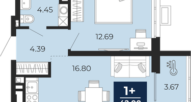 1-к. квартира, 38&nbsp;м²