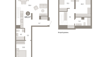 3-к. квартира, 119&nbsp;м²