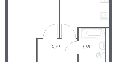 1-к. квартира, 34&nbsp;м²