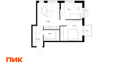 2-к. квартира, 52 м²