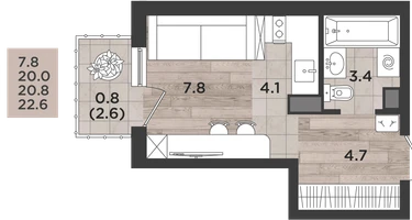 Студия, 20 м²