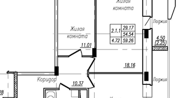 2-к. квартира, 59 м²