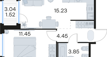 1-к. квартира, 36&nbsp;м²