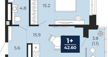 1-к. квартира, 41 м²